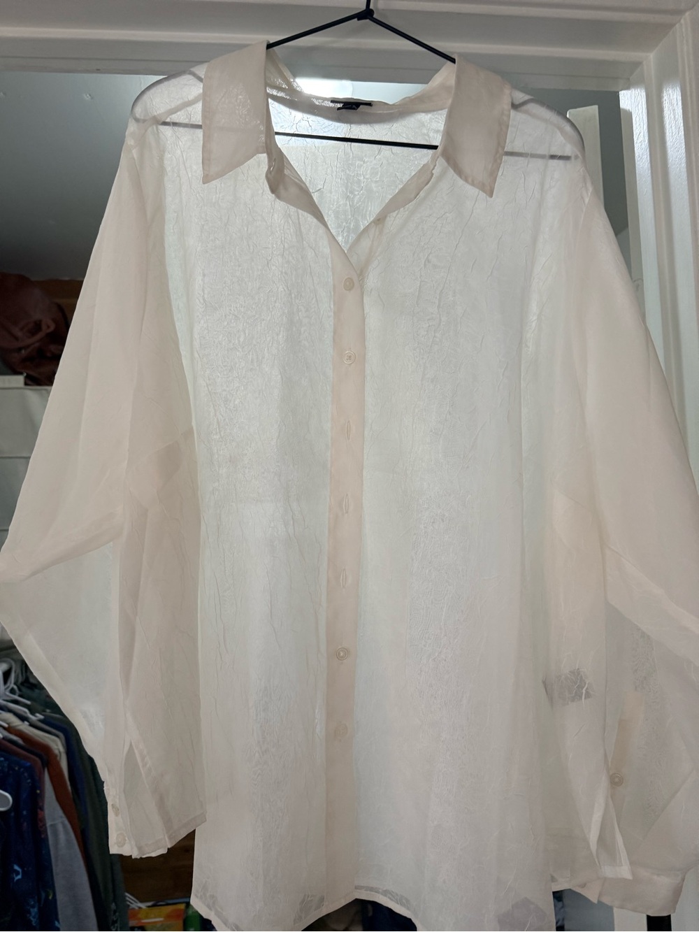 torrid Sheer Ivory Button-Down Shirt